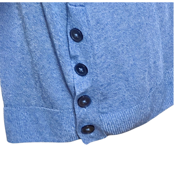 J Crew Women's Blue Deep V Neck Linen Button Hem Long Sleeve Sweater Large - Picture 4 of 9